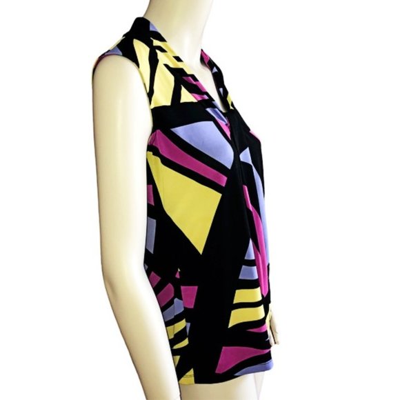 Dana Buchman Abstract Sleeveless Stretch Tank Top Blouse | Size S - Picture 4 of 10